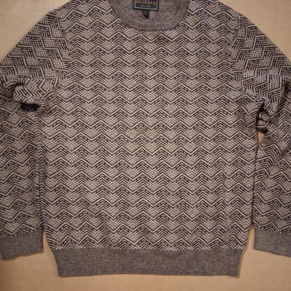 Mens Brown and tan 80% lambs wool sweater Joseph A Bank